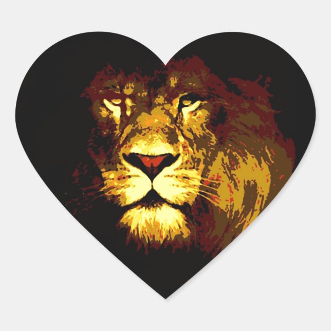 Pegatina En Forma De Corazón León (Anverso)