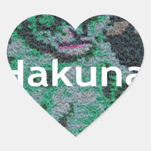 Pegatina En Forma De Corazón León verde con gafas rosas "Hakuna Matata" Arte
