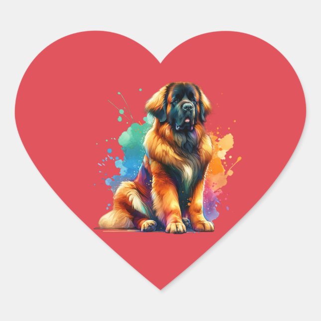 Pegatina En Forma De Corazón Leonberger Dog (Anverso)