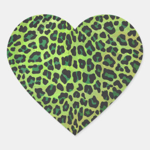 Pegatina En Forma De Corazón Leopard Black and Green Print