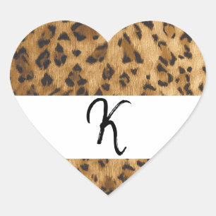 Pegatina En Forma De Corazón Leopard Print K monogram (mercancía)