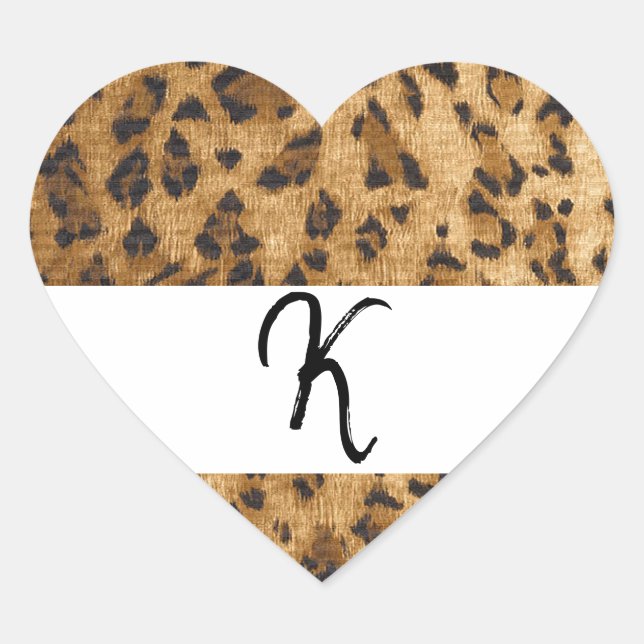 Pegatina En Forma De Corazón Leopard Print K monogram (mercancía) (Anverso)
