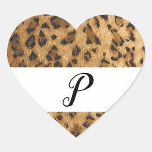 Pegatina En Forma De Corazón Leopard Print P monogram (mercancía)