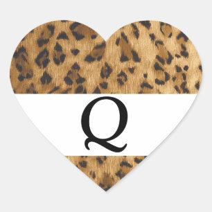 Pegatina En Forma De Corazón Leopard Print Q monograma mercancía