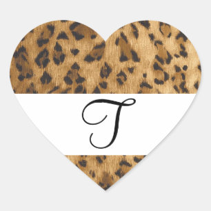 Pegatina En Forma De Corazón Leopard Print T mongram iniciales mercancía