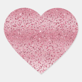 Pegatina En Forma De Corazón Leopardo rosa Purpurina Ombre