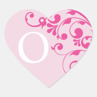 Pegatina En Forma De Corazón Letra boda cardiaca o Boda rosado monograma