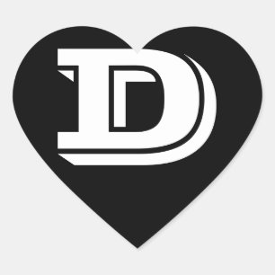 Pegatina En Forma De Corazón Letra D Vineta Font Pegatinas de corazón negro de 