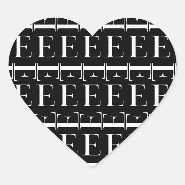 Pegatina En Forma De Corazón Letra inicial monograma E (Anverso)