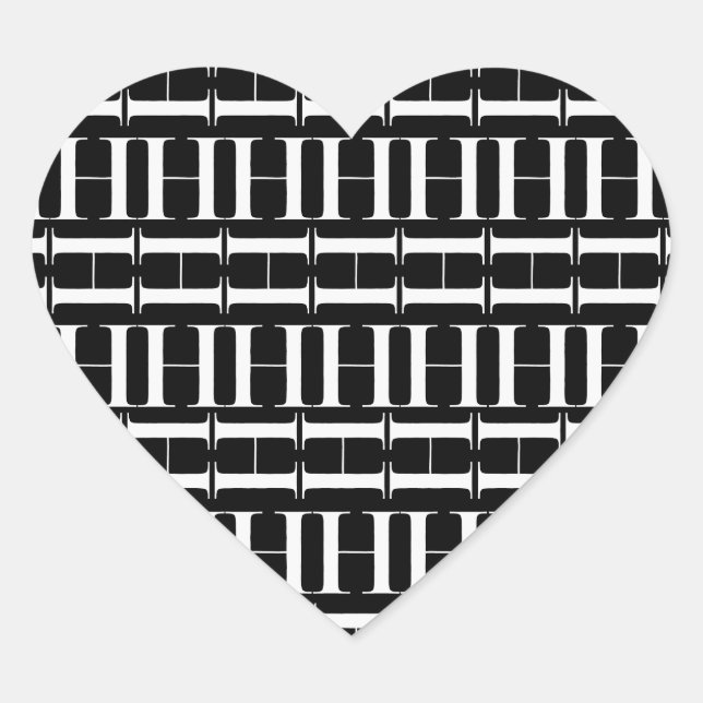 Pegatina En Forma De Corazón Letra inicial monograma H (Anverso)