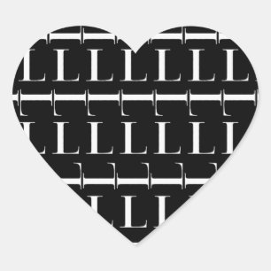 Pegatina En Forma De Corazón Letra inicial monograma L