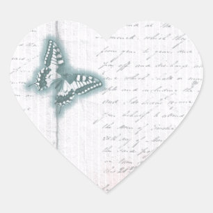 Pegatina En Forma De Corazón Letra mariposa vintage