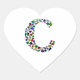 Pegatina En Forma De Corazón Letra monográfica inicial C moda