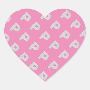 Pegatina En Forma De Corazón Letra rosa P