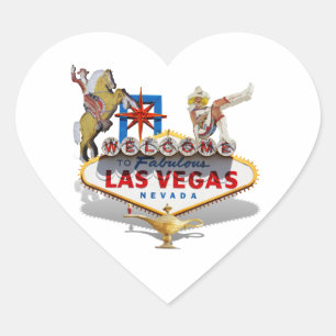 Pegatina En Forma De Corazón Letrero de bienvenida de Las Vegas