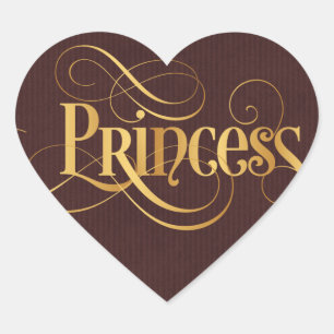 Pegatina En Forma De Corazón Leyenda rápida caligrafía Princesa Dorada Borgoña