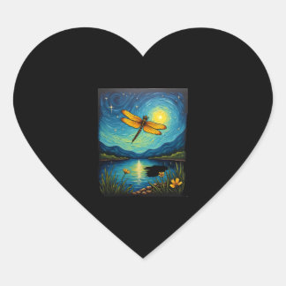 Pegatina En Forma De Corazón Libélula Noche Estrellada (2)