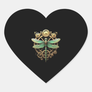 Pegatina En Forma De Corazón Libélula steampunk arte victoriano vapor mecánico