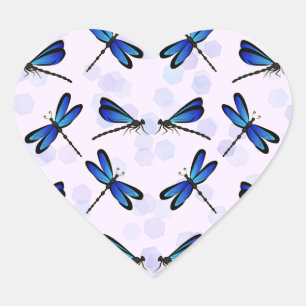 Pegatina En Forma De Corazón libélulas azules
