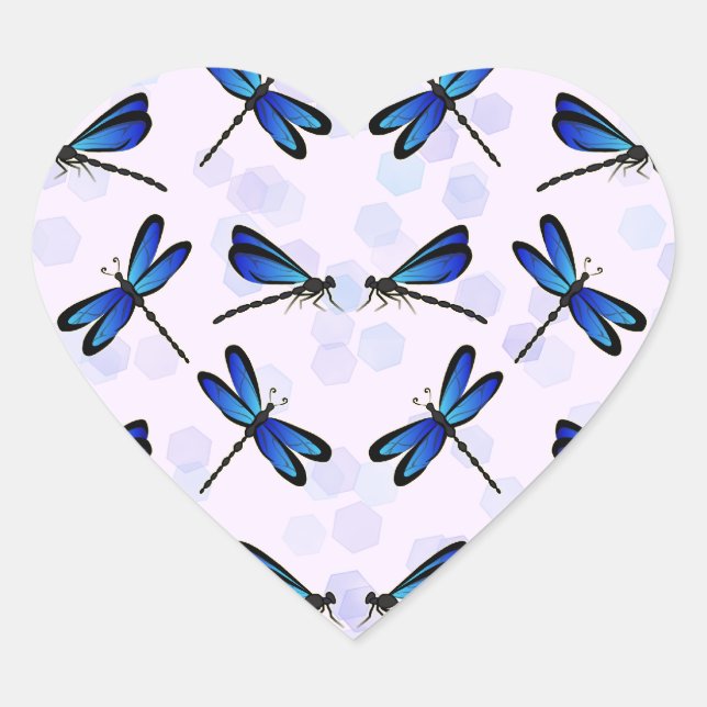 Pegatina En Forma De Corazón libélulas azules (Anverso)