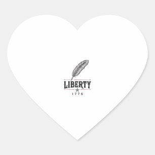 Pegatina En Forma De Corazón Libertad 1776 Diseño Vectorial de Pluma Patriótica