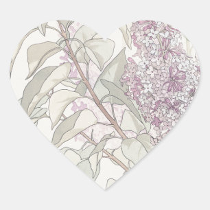 Pegatina En Forma De Corazón Lilac Botánico