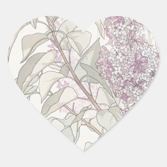 Pegatina En Forma De Corazón Lilac Botánico (Anverso)