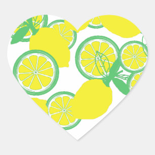 Pegatina En Forma De Corazón Limones Afortunados Orgánicos Divertidos