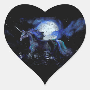 Pegatina En Forma De Corazón Lindo azul púrpura equino de Pegaso del caballo de