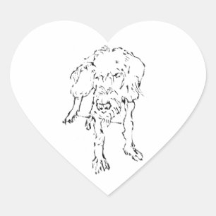 Pegatina En Forma De Corazón Lindo perro Dachshund de pelo duro