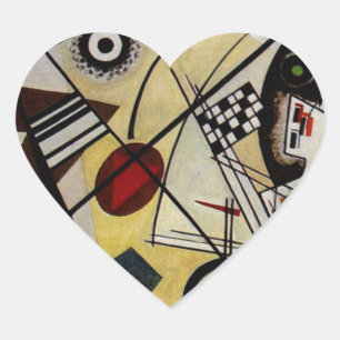 Pegatina En Forma De Corazón Línea transversal ininterrumpida de Kandinsky