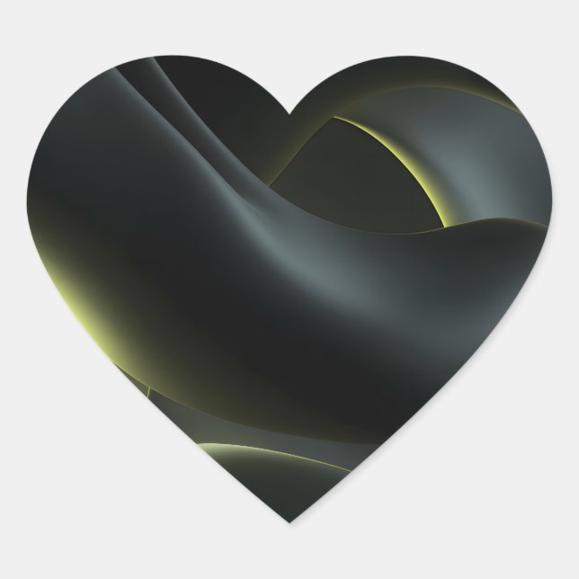 Pegatina En Forma De Corazón Liquid Chrome Abstract: Dark Iridescence (Anverso)