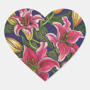 Pegatina En Forma De Corazón Lirios orientales