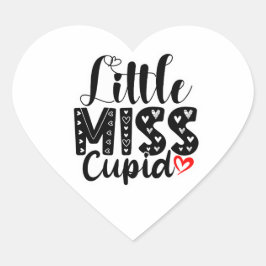 Pegatina En Forma De Corazón Little Miss Cupid Valentine – Cute Love Typography
