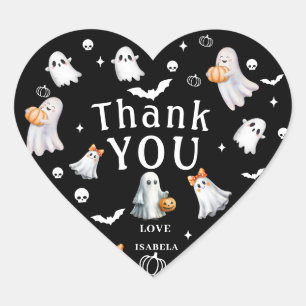 Pegatina En Forma De Corazón Little Pumpkin Boo – Baby Shower de Halloween