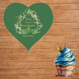 Pegatina En Forma De Corazón Little Shamrock Lucky Green Gold Heart Baby Shower
