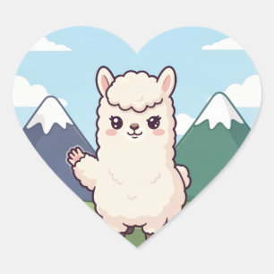 Pegatina En Forma De Corazón Llama Adorable