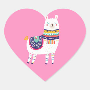 Pegatina En Forma De Corazón Llama cute