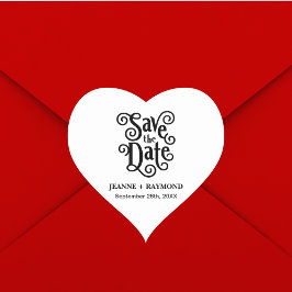 Pegatina En Forma De Corazón Llamada Romántica Caligrafía Boda Save the Date