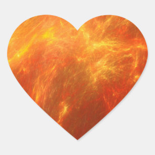 Pegatina En Forma De Corazón Llamas Saltan Mientras El Fuego Furioso Arde Sin C