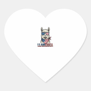 Pegatina En Forma De Corazón Llamerica Llama Patriótica Diseño Vectorial Vintag