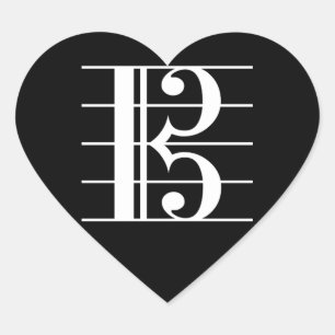 Pegatina En Forma De Corazón Llave de Alto Blanco-Negro