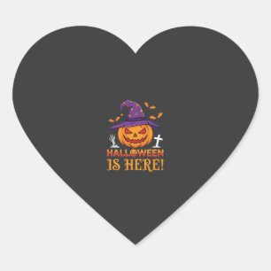 Pegatina En Forma De Corazón Llega Halloween Bruja Calabaza Vector