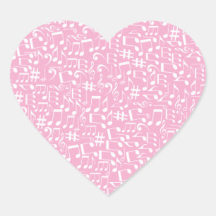 Pegatina En Forma De Corazón Llena Tu Corazón Con Notas Blancas Bailando Música