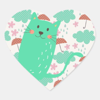 Pegatina En Forma De Corazón Lluvia de gatos