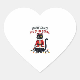 Pegatina En Forma De Corazón Lo siento Santa I he sido Feral Black Cat Navidad