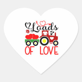 Pegatina En Forma De Corazón Loads of Love Valentine – Cute Tractor Heart Love 