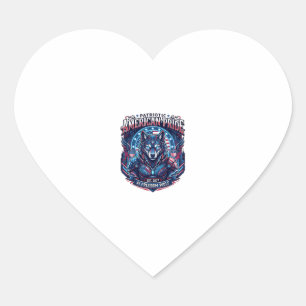 Pegatina En Forma De Corazón Lobo Ciberpunk Libertad Ai Patriótica Futuro Liber