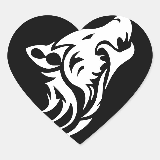 Pegatina En Forma De Corazón Lobo tribal (Anverso)