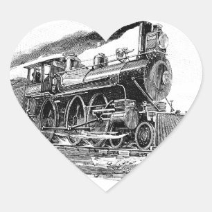 Pegatina En Forma De Corazón Locomotora de vapor antigua